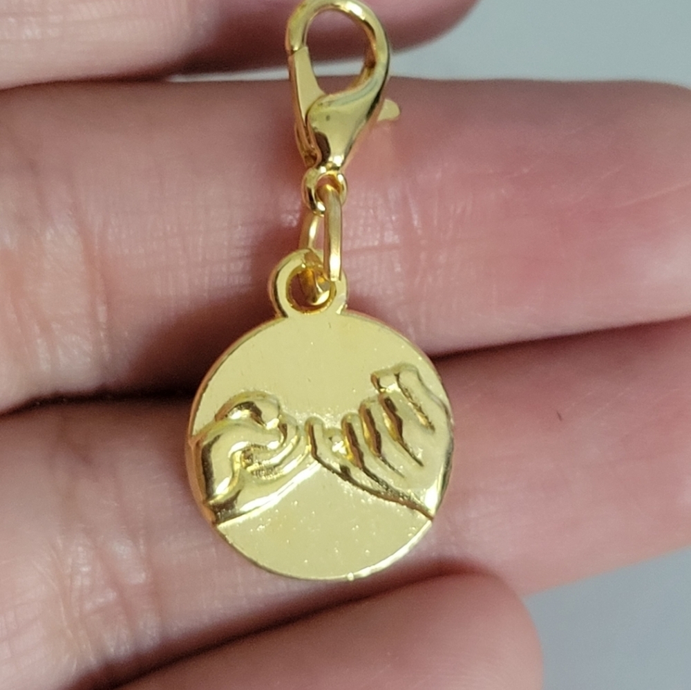 Clip On promise hand charms planner gold silver bracelet charms pinky hands